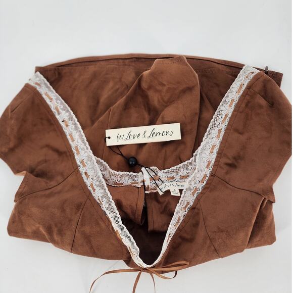 For Love & Lemons Hadley Faux Suede Prairie Set Women's Size Small - Picture 10 of 14